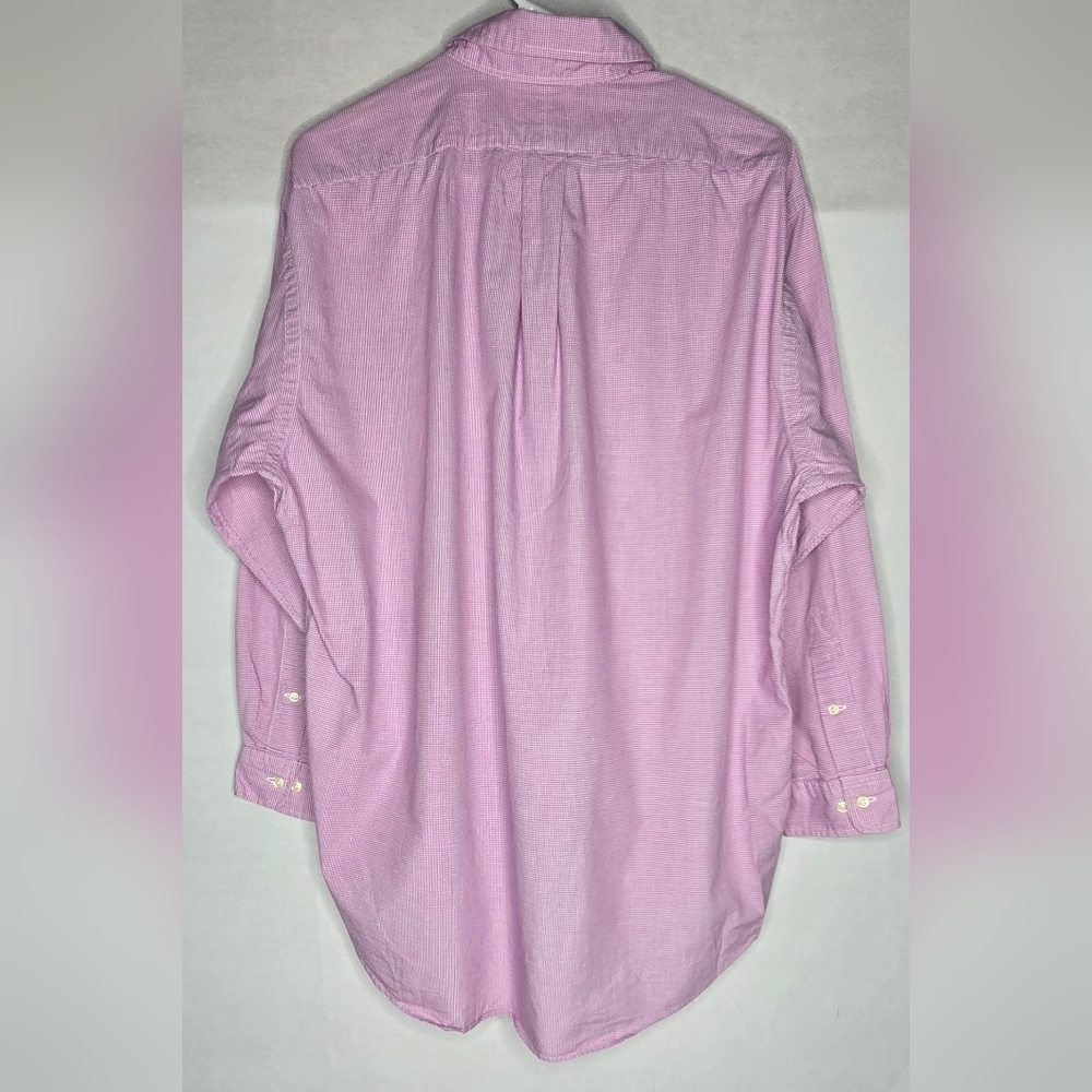 Ralph Lauren Dress Shirt Men 16.5 32/33 Purple Gingham Long Sleeve Green Pony - Picture 4 of 6
